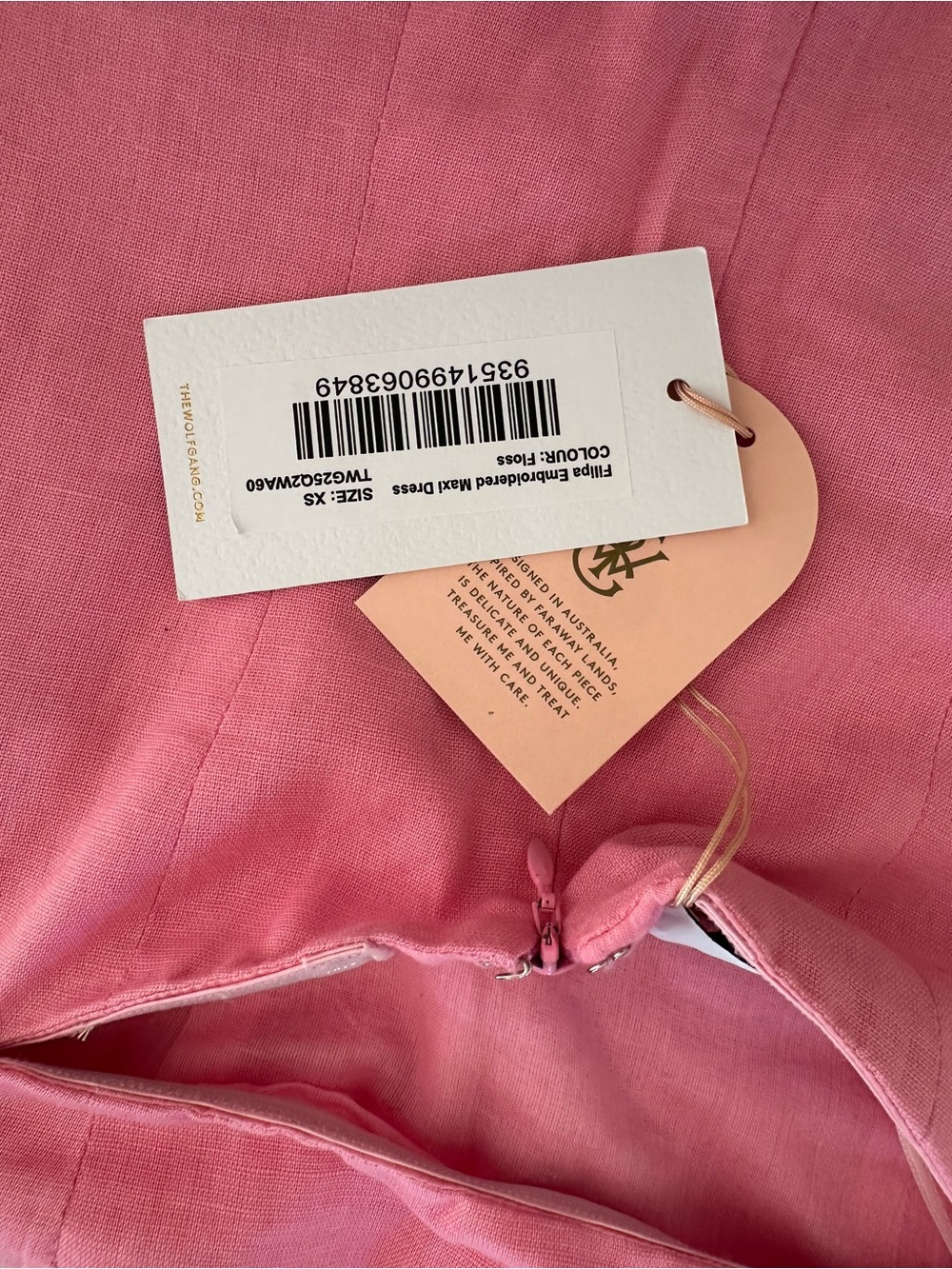 The Wolf Gang Strapless Pink Polka Dot Column Dress - Picture 6 of 7